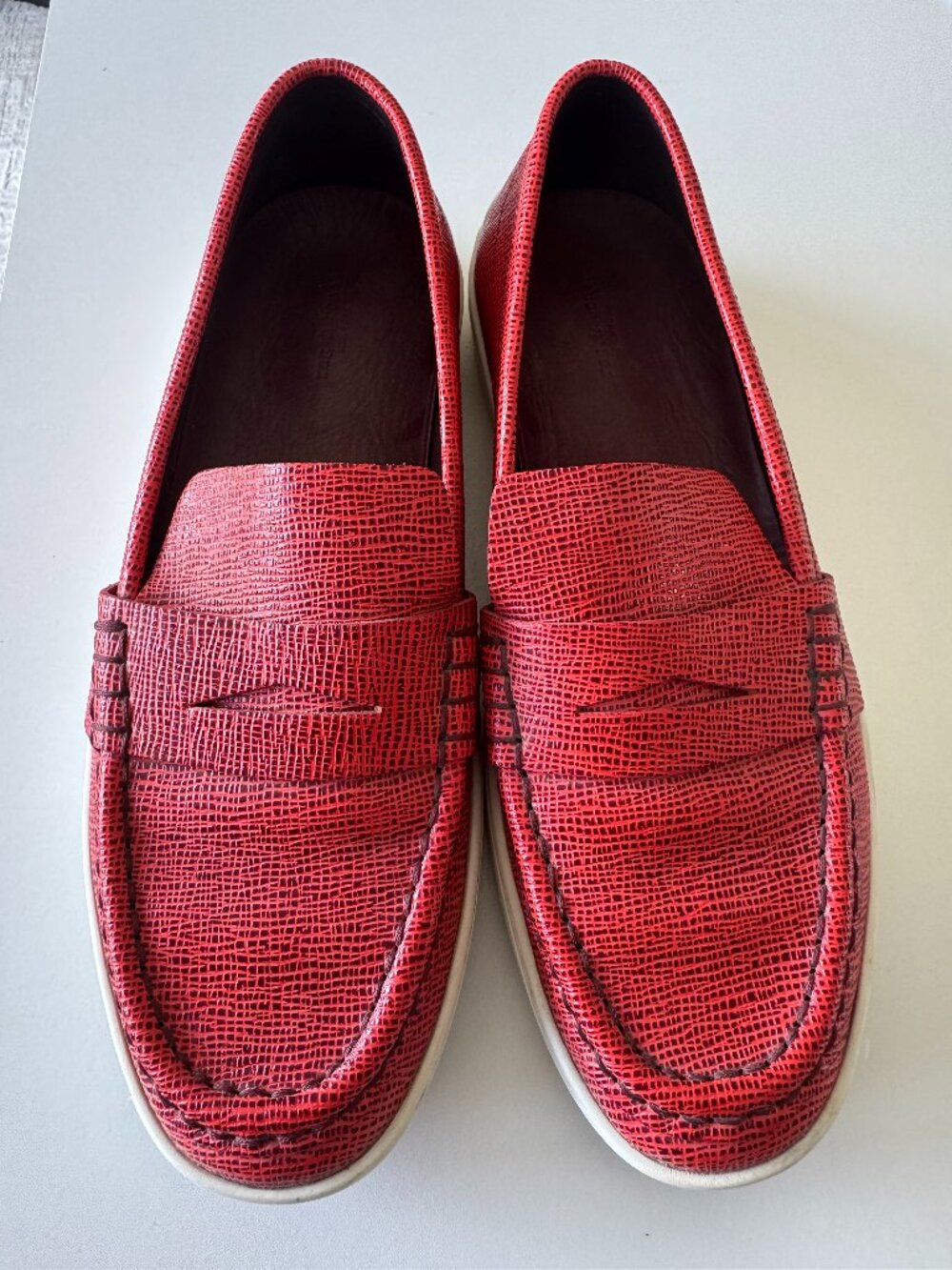 rag & bone red leather Colby Penny Loafers - size 8 / 38